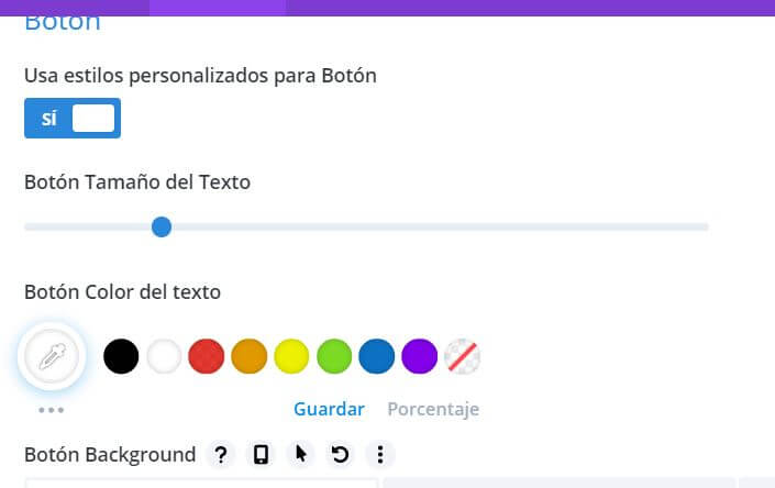 divi botón formato