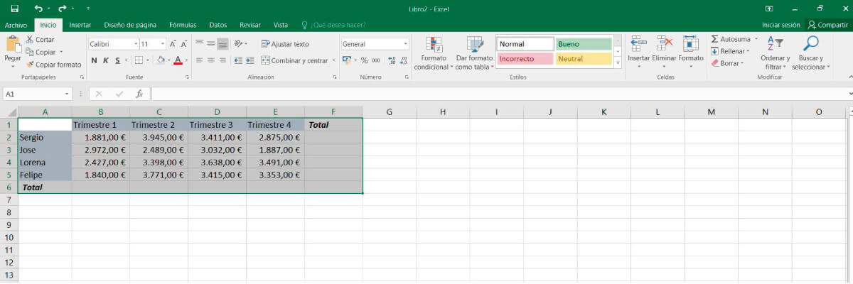 trucos en excel autosuma
