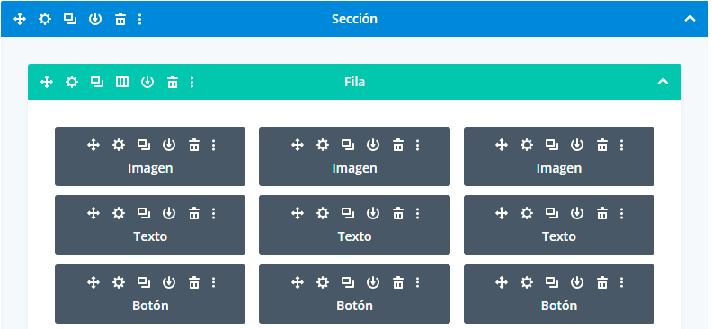 constructores wordpress estructura filas y columnas